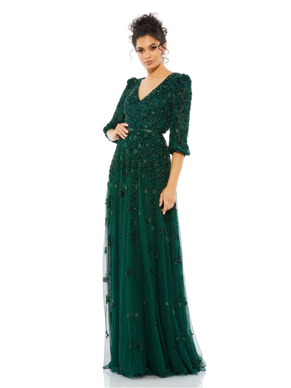 Mac Duggal Beaded Floral Maxi Gown